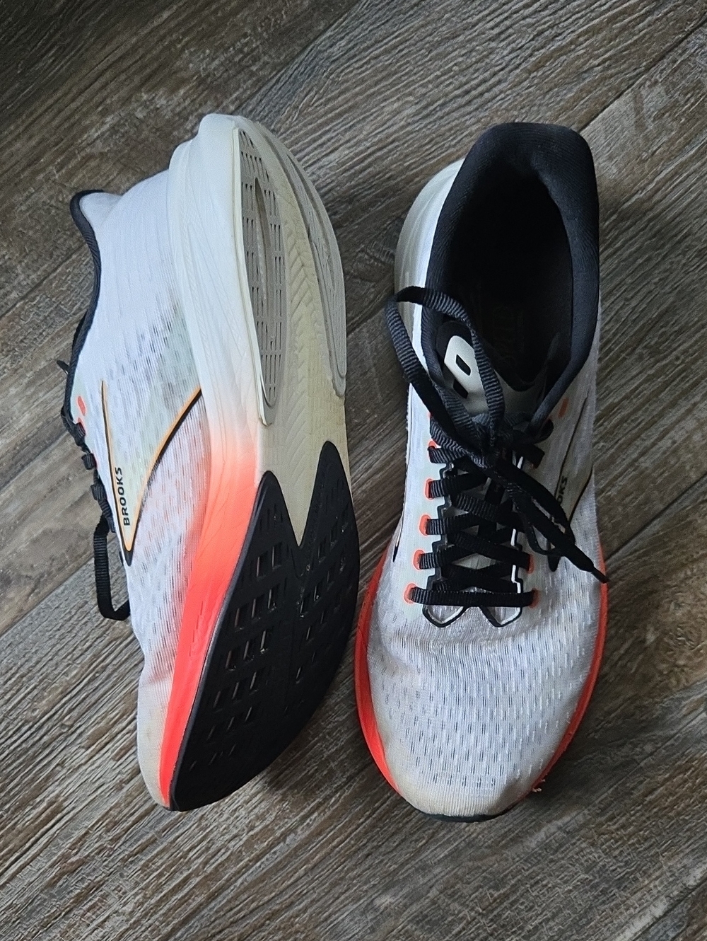 Brooks White Running Shoes with Orange Accents